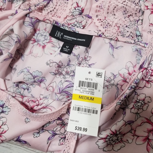 I.N.C. Satin Laced-Trimmed Pajama Romper - Picture 6 of 8